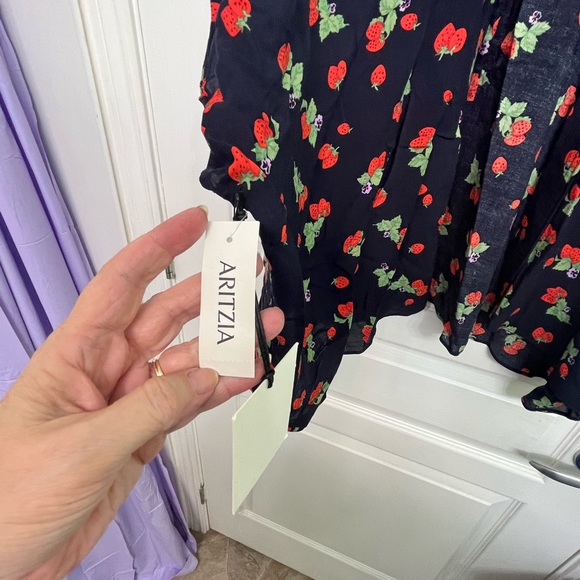 Aritzia Sunday Best Women’s Indigo Blue/Strawberry Open Front Blouse.  Sz XXS/XS - Picture 5 of 12